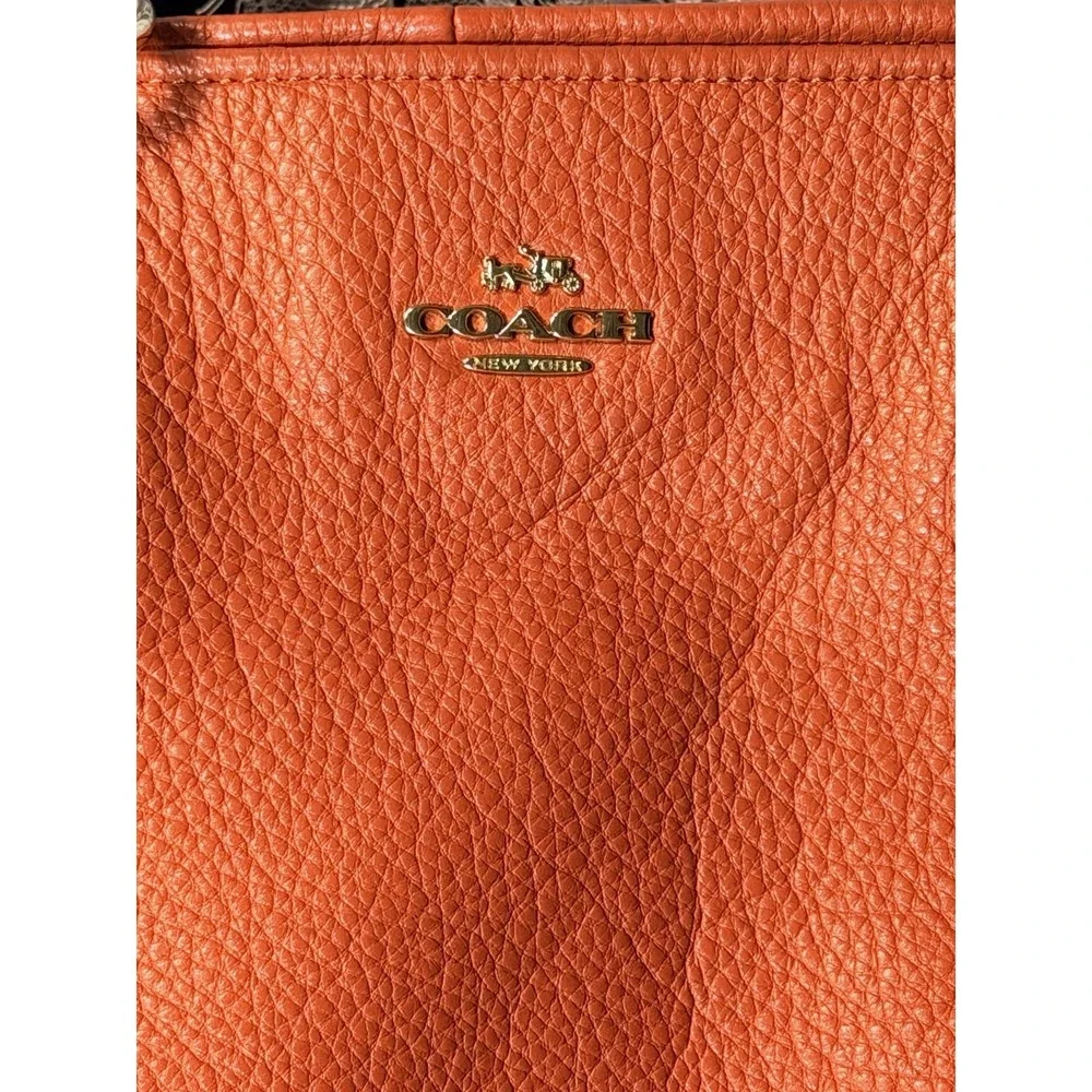 Coach Orange Leather Street Zip‎ Tote Casual Large Shoulder Bag (A2955)